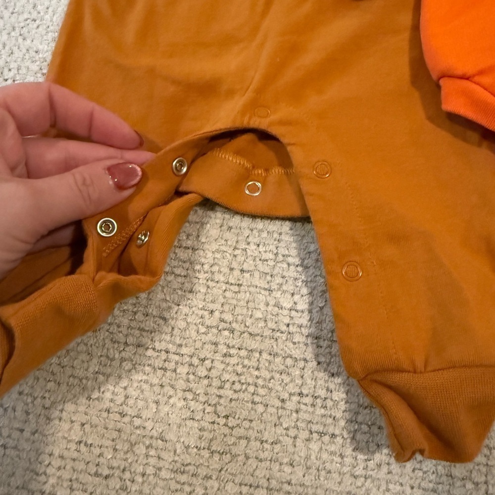 Cat & Jack Orange and Brown Kids One Pieces Footies - Picture 4 of 5